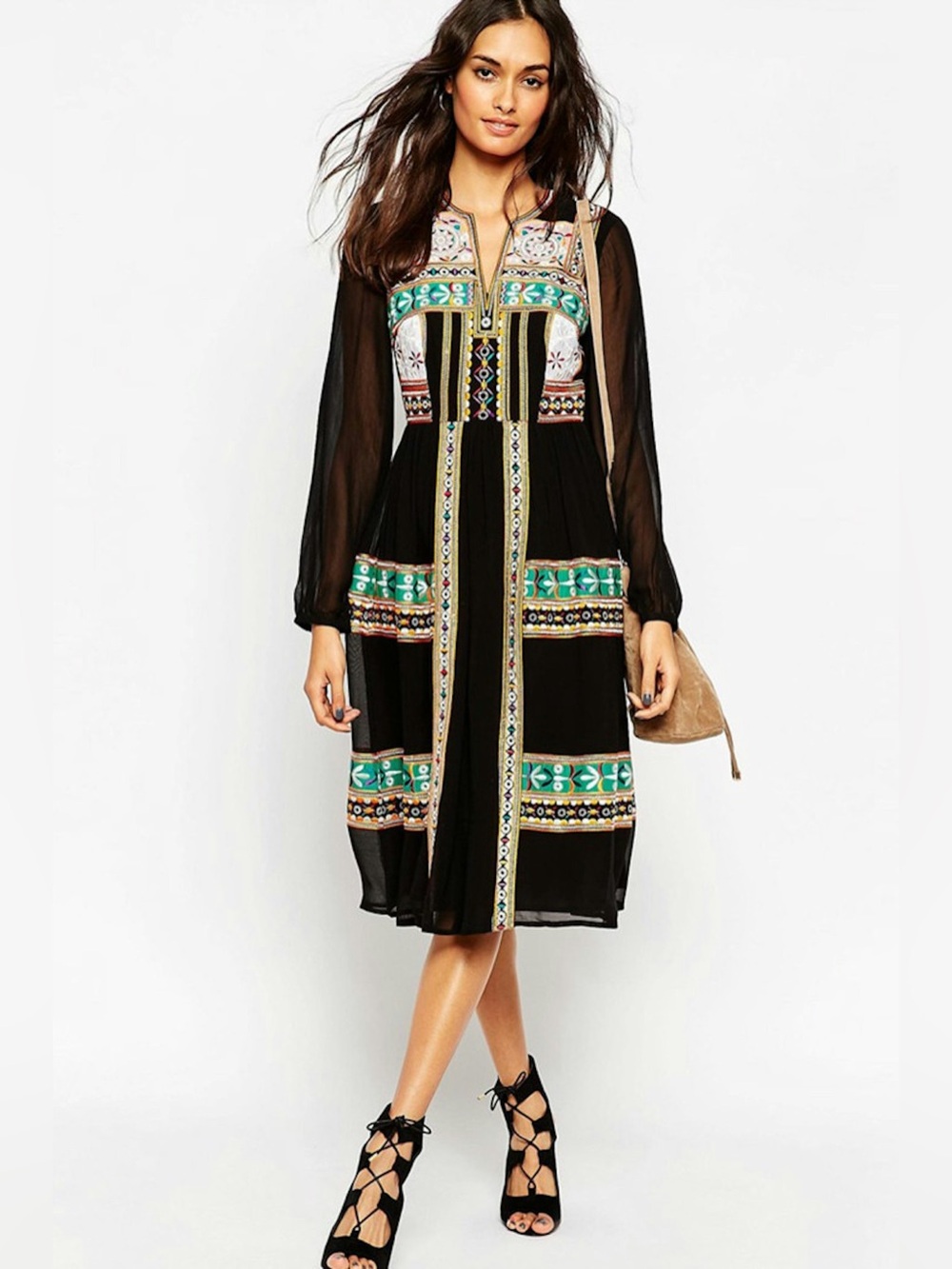 ASOS Folk midi dress - size 14